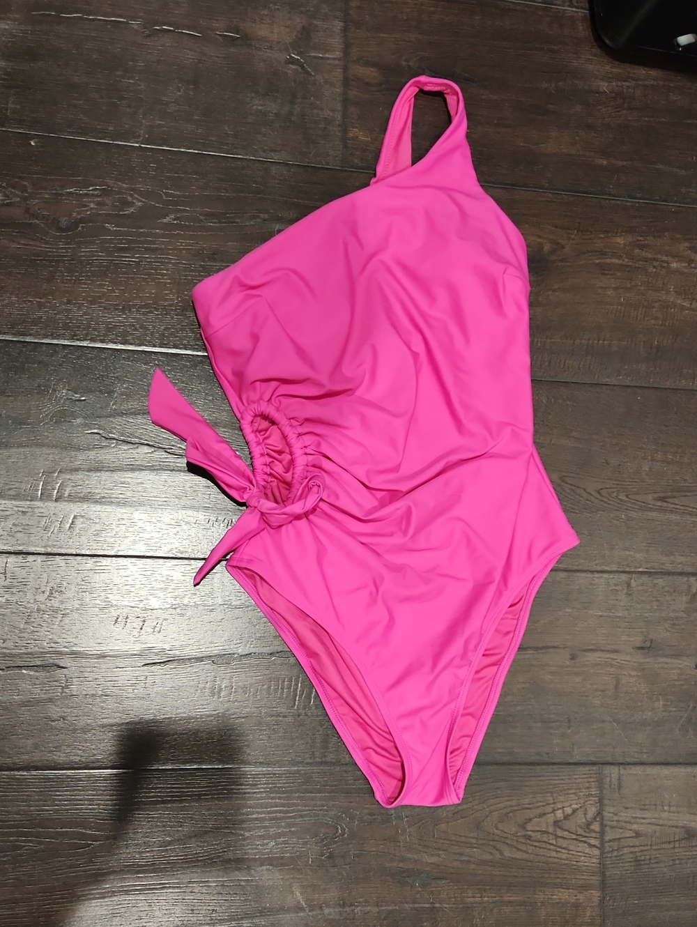 Cupshe Hot Pink One-Shoulder One-Piece Swimsuit with Side Tie